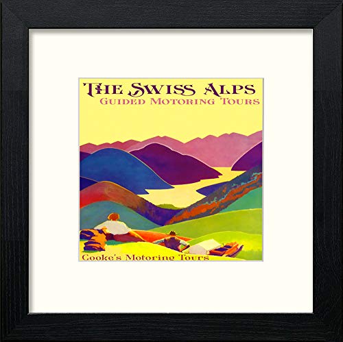 lumartos Vintage Swiss Alps – Black Wood Frame Wall Art – Framed Wall Art Print by Lumartos Premium Home Décor