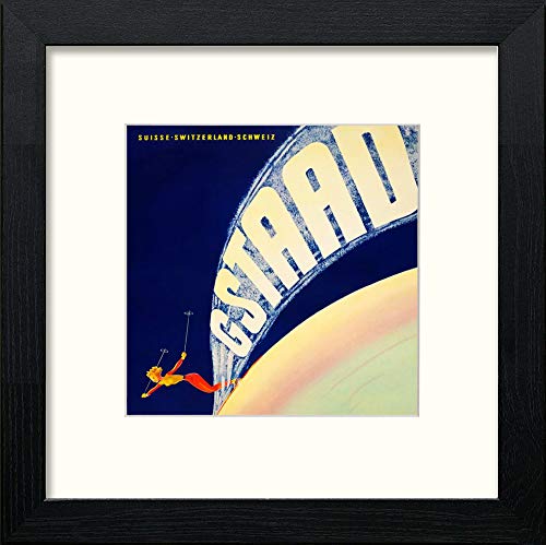 lumartos Vintage Swiss Sky Resort Poster – Black Wood Frame Wall Art – Framed Wall Art Print by Lumartos Premium Home Décor
