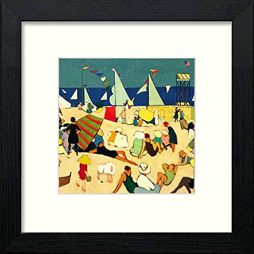 lumartos Vintage The Beach – Black Wood Frame Wall Art – Framed Wall Art Print by Lumartos Premium Home Décor