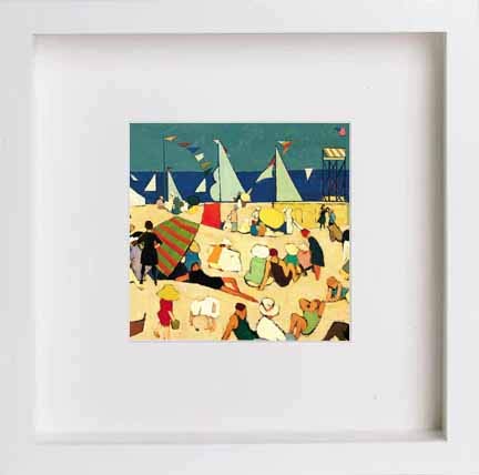 lumartos Vintage The Beach – White Frame Wall Art – Framed Wall Art Print by Lumartos Premium Home Décor