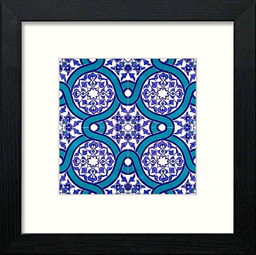 lumartos Vintage Tiled Pattern – Black Wood Frame Wall Art – Framed Wall Art Print by Lumartos Premium Home Décor