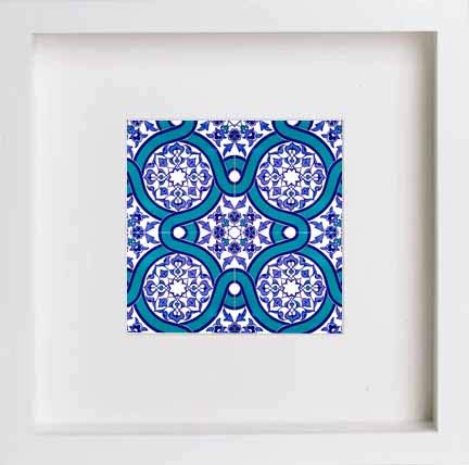 lumartos Vintage Tiled Pattern – White Frame Wall Art – Framed Wall Art Print by Lumartos Premium Home Décor