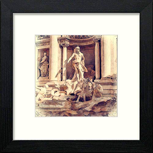 lumartos Vintage Trevi Rome – Black Wood Frame Wall Art – Framed Wall Art Print by Lumartos Premium Home Décor