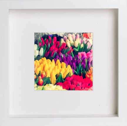 lumartos Vintage Tulipa At Market – White Frame Wall Art – Framed Wall Art Print by Lumartos Premium Home Décor