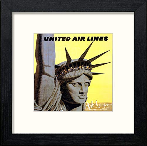 lumartos Vintage United Airlines Poster – Black Wood Frame Wall Art – Framed Wall Art Print by Lumartos Premium Home Décor