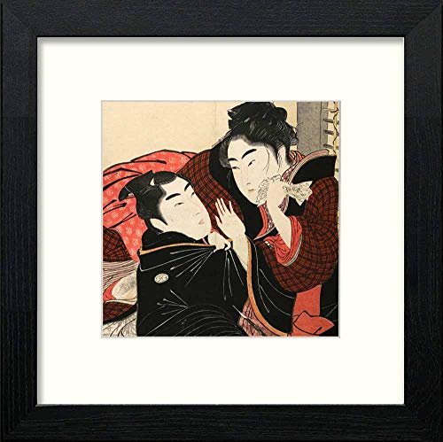 lumartos Vintage Utamaro Utamakura – Black Wood Frame Wall Art – Framed Wall Art Print by Lumartos Premium Home Décor