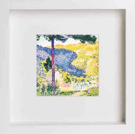 lumartos Vintage Valley With Fir – White Frame Wall Art – Framed Wall Art Print by Lumartos Premium Home Décor