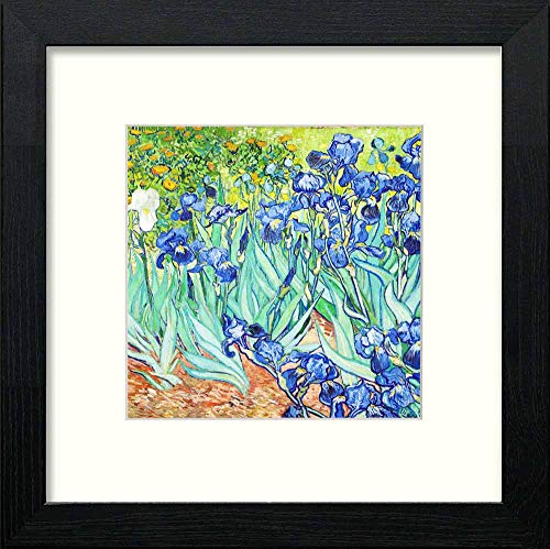 lumartos Vintage Van Gogh Irises – Black Wood Frame Wall Art – Framed Wall Art Print by Lumartos Premium Home Décor