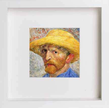 lumartos Vintage Van Gogh Self Portrait Straw Hat – White Frame Wall Art – Framed Wall Art Print by Lumartos Premium Home Décor