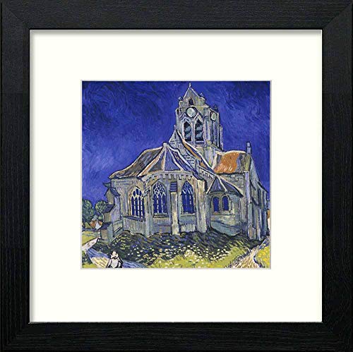 lumartos Vintage Van Gogh The Church In Auvers – Black Wood Frame Wall Art – Framed Wall Art Print by Lumartos Premium Home Décor