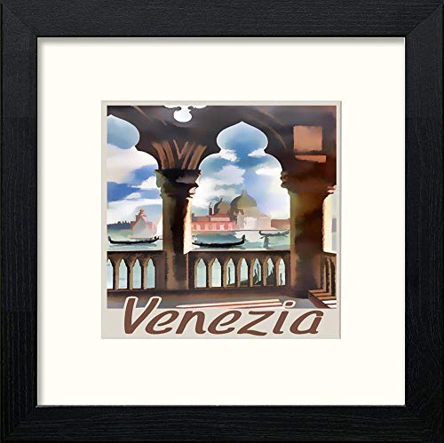 lumartos Vintage Venetian Balcony Poster – Black Wood Frame Wall Art – Framed Wall Art Print by Lumartos Premium Home Décor