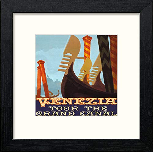 lumartos Vintage Venice Grand Canal Poster – Black Wood Frame Wall Art – Framed Wall Art Print by Lumartos Premium Home Décor