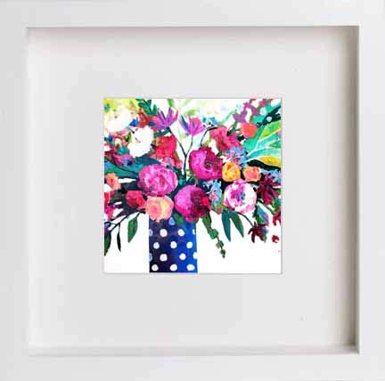 lumartos Vintage Vibrant Colouful Bunch Of Flowers In Vase – White Frame Wal – Framed Wall Art Print by Lumartos Premium Home Décor