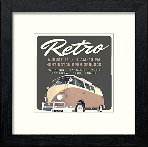 lumartos Vintage VW Poster – Black Wood Frame Wall Art – Framed Wall Art Print by Lumartos Premium Home Décor