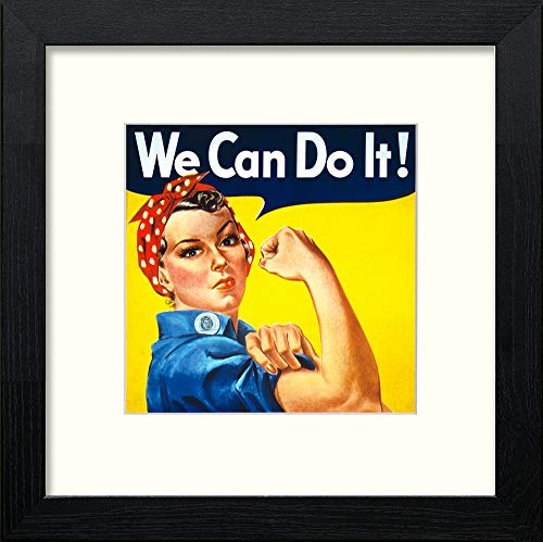 lumartos Vintage We Can Do It Poster – Black Wood Frame Wall Art – Framed Wall Art Print by Lumartos Premium Home Décor