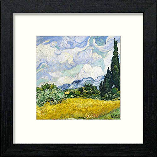 lumartos Vintage Wheat Field Van Gogh – Black Wood Frame Wall Art – Framed Wall Art Print by Lumartos Premium Home Décor