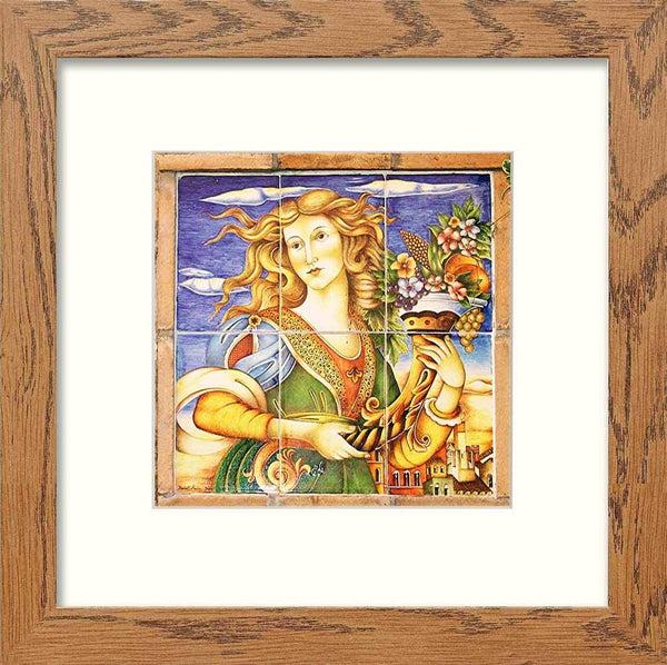 lumartos Vintage Woman With Flowers – White Frame Wall Art – Framed Wall Art Print by Lumartos Premium Home Décor