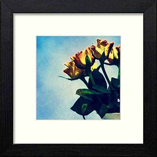 lumartos Vintage Yellow Roses – Black Wood Frame Wall Art – Framed Wall Art Print by Lumartos Premium Home Décor