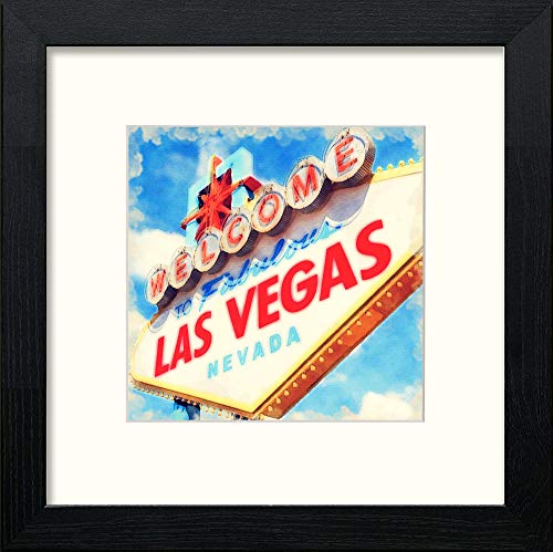 lumartos Welcome To Las Vegas – Black Wood Frame Wall Art – Framed Wall Art Print by Lumartos Premium Home Décor