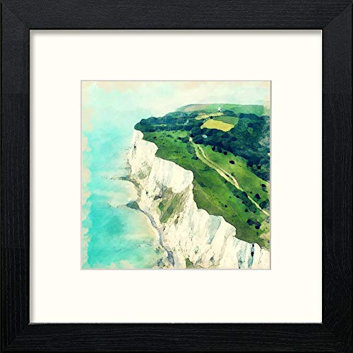 lumartos White Cliffs Dover – Black Wood Frame Wall Art – Framed Wall Art Print by Lumartos Premium Home Décor