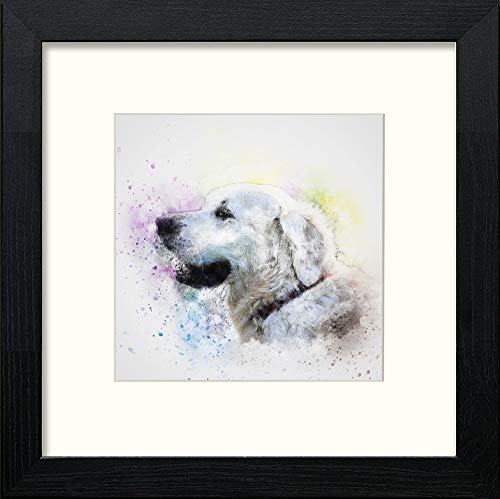 lumartos White Labrador – Black Wood Frame Wall Art – Framed Wall Art Print by Lumartos Premium Home Décor