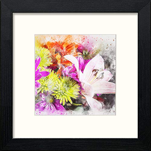 lumartos White Lilly – Black Wood Frame Wall Art – Framed Wall Art Print by Lumartos Premium Home Décor