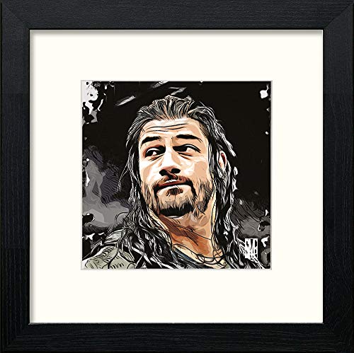lumartos WWE Raw Joe Anoa'i – Black Wood Frame Wall Art – Framed Wall Art Print by Lumartos Premium Home Décor