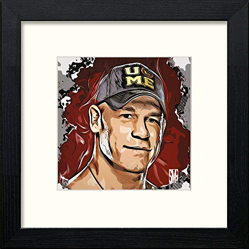 lumartos WWE Raw John Cena – Black Wood Frame Wall Art – Framed Wall Art Print by Lumartos Premium Home Décor