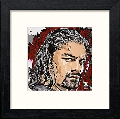 lumartos WWE Raw Roman Reigns – Black Wood Frame Wall Art – Framed Wall Art Print by Lumartos Premium Home Décor