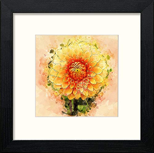 lumartos Yellow Flower – Black Wood Frame Wall Art – Framed Wall Art Print by Lumartos Premium Home Décor