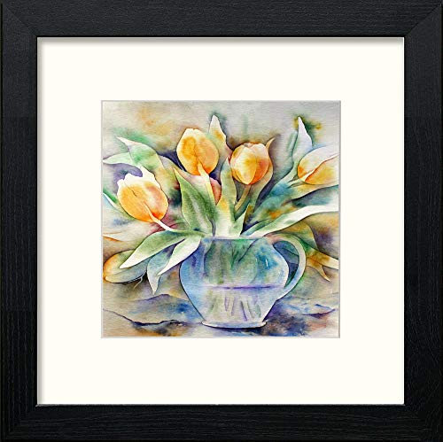 lumartos Yellow Tulips – Black Wood Frame Wall Art – Framed Wall Art Print by Lumartos Premium Home Décor