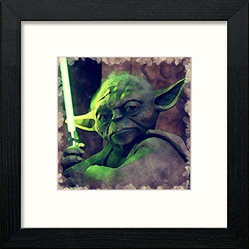 lumartos Yoda – Black Wood Frame Wall Art – Framed Wall Art Print by Lumartos Premium Home Décor