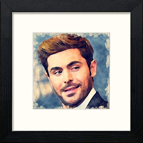lumartos Zak Effron – Black Wood Frame Wall Art – Framed Wall Art Print by Lumartos Premium Home Décor