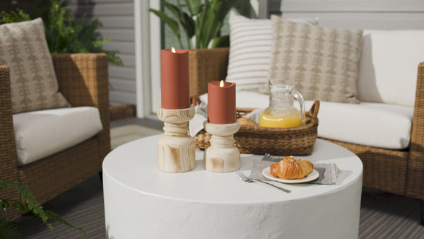 Luminara Baked Clay Outdoor Flameless Candle Pillar
