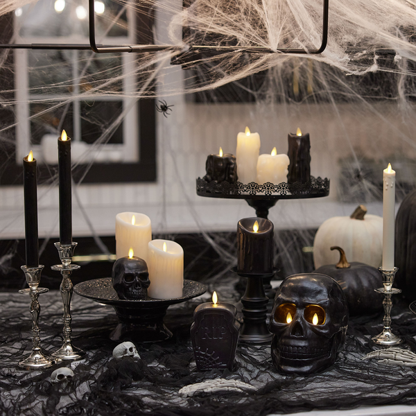 Luminara Black Heavy Wax Drip Flameless Candle Slim Pillar