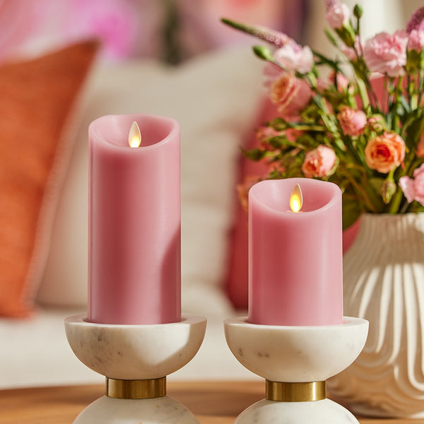 Luminara Blooming Mauve Scallop Flameless Candle Pillar