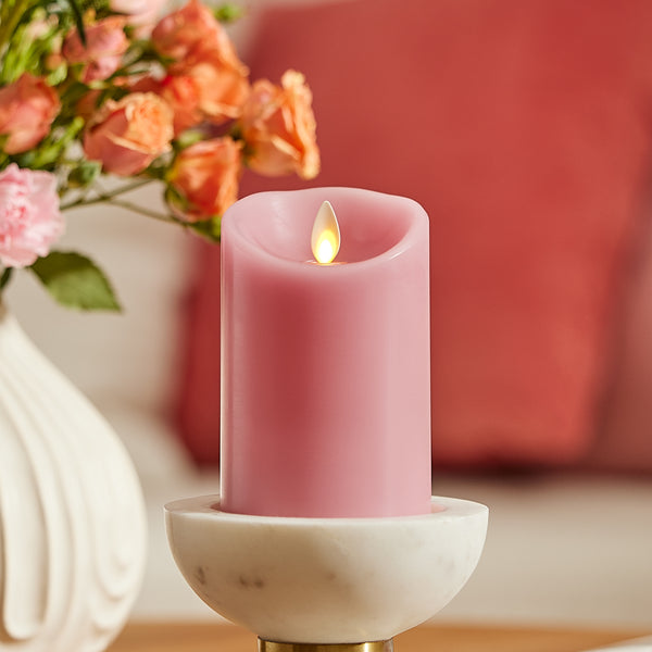 luminara Blooming Mauve Scallop Flameless Candle Pillar