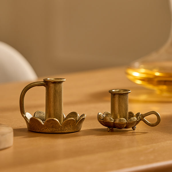 Luminara Brass Wrought Iron Scalloped Taper Holders