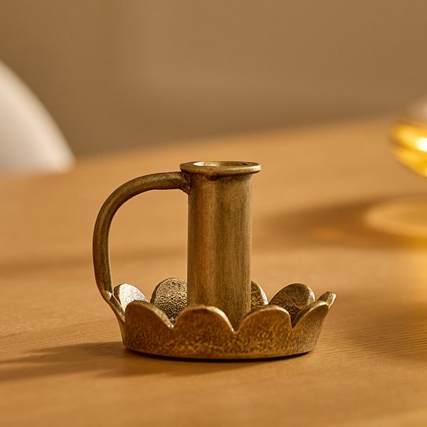 Luminara Brass Wrought Iron Scalloped Taper Holders