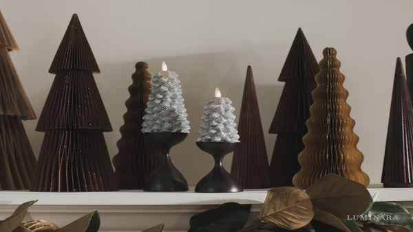 Luminara Brilliant Silver Glitter Flameless Candle North Tree