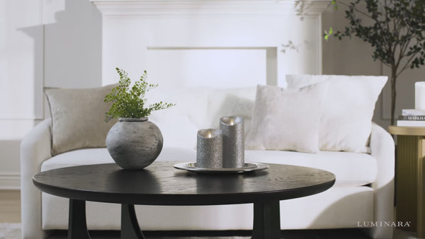 Luminara Brilliant Silver Glitter Flameless Candle Pillars