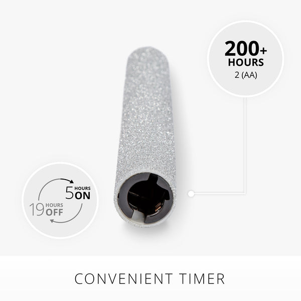 Luminara Brilliant Silver Glitter Flameless Candle Taper