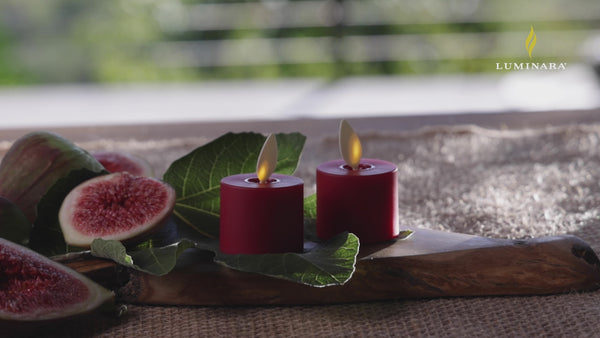 Luminara Burgundy Flameless Candle Tealights - Flat Top - Set Of 2