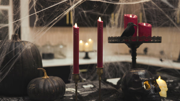 Luminara Burgundy Wax Drip Flameless Candle Tapers - Set Of 2