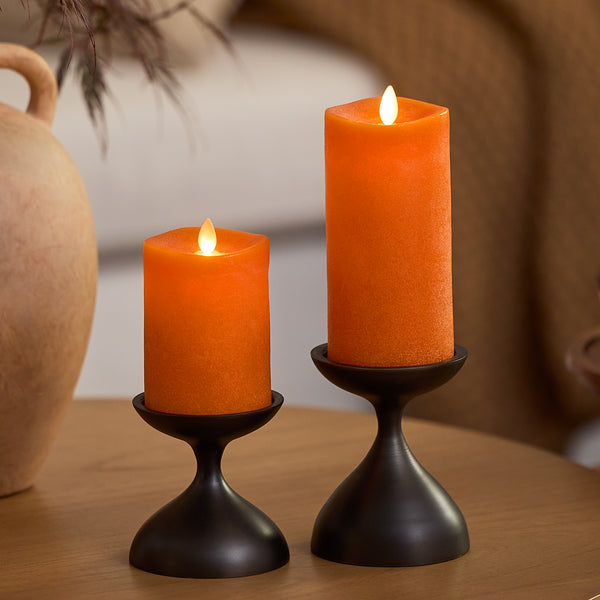 Luminara Chalky Burnt Orange Flameless Candle Pillar