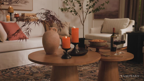 Luminara Chalky Burnt Orange Flameless Candle Pillar