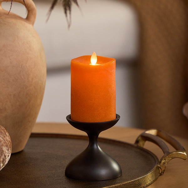 luminara Chalky Burnt Orange Flameless Candle Pillar