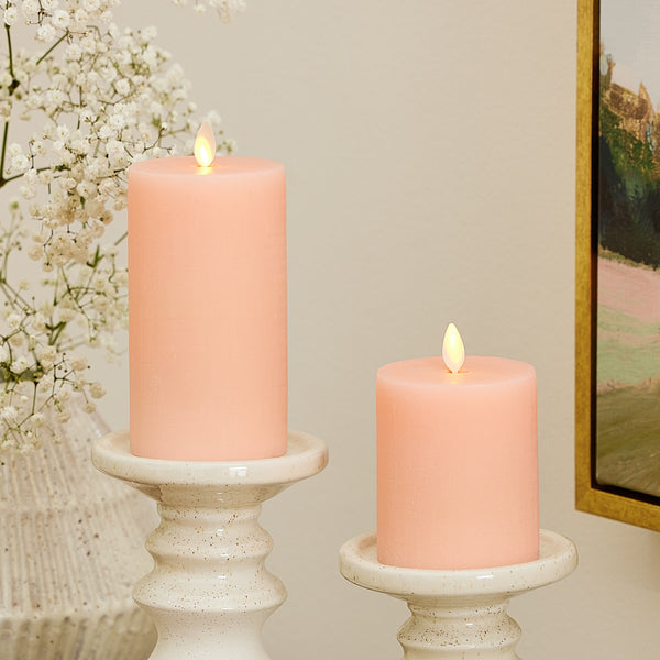 Luminara Chalky Linen Mellow Peach Flameless Candle Pillar