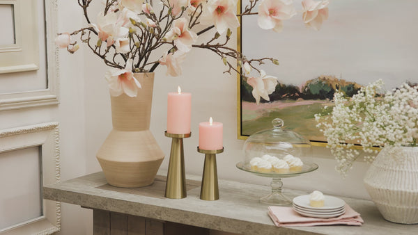 Luminara Chalky Linen Mellow Peach Flameless Candle Pillar