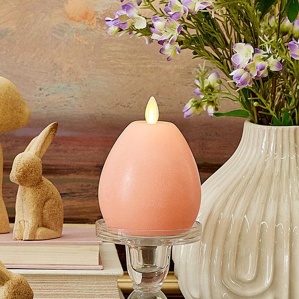 luminara Chalky Mellow Peach Flameless Candle Easter Egg